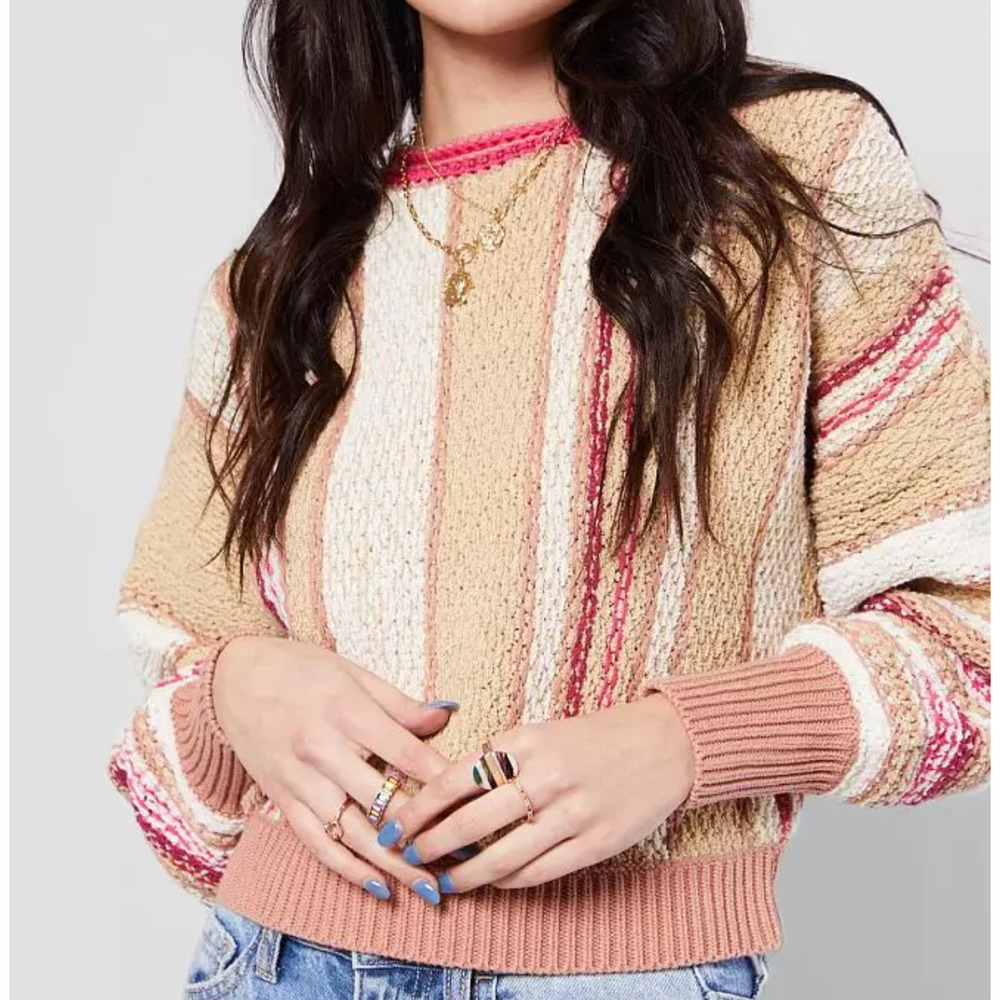 FREE PEOPLE SWEET CHILD SHOW ME LOVE STRIPED PULLOVER SWEATER OB1072410 SZ S